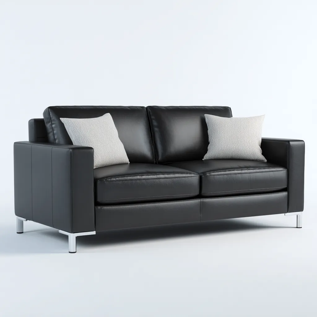 Sofá de 2 plazas piel auténtica 168x92x84 cm - negro - diseño contemporáneo-Domainovae