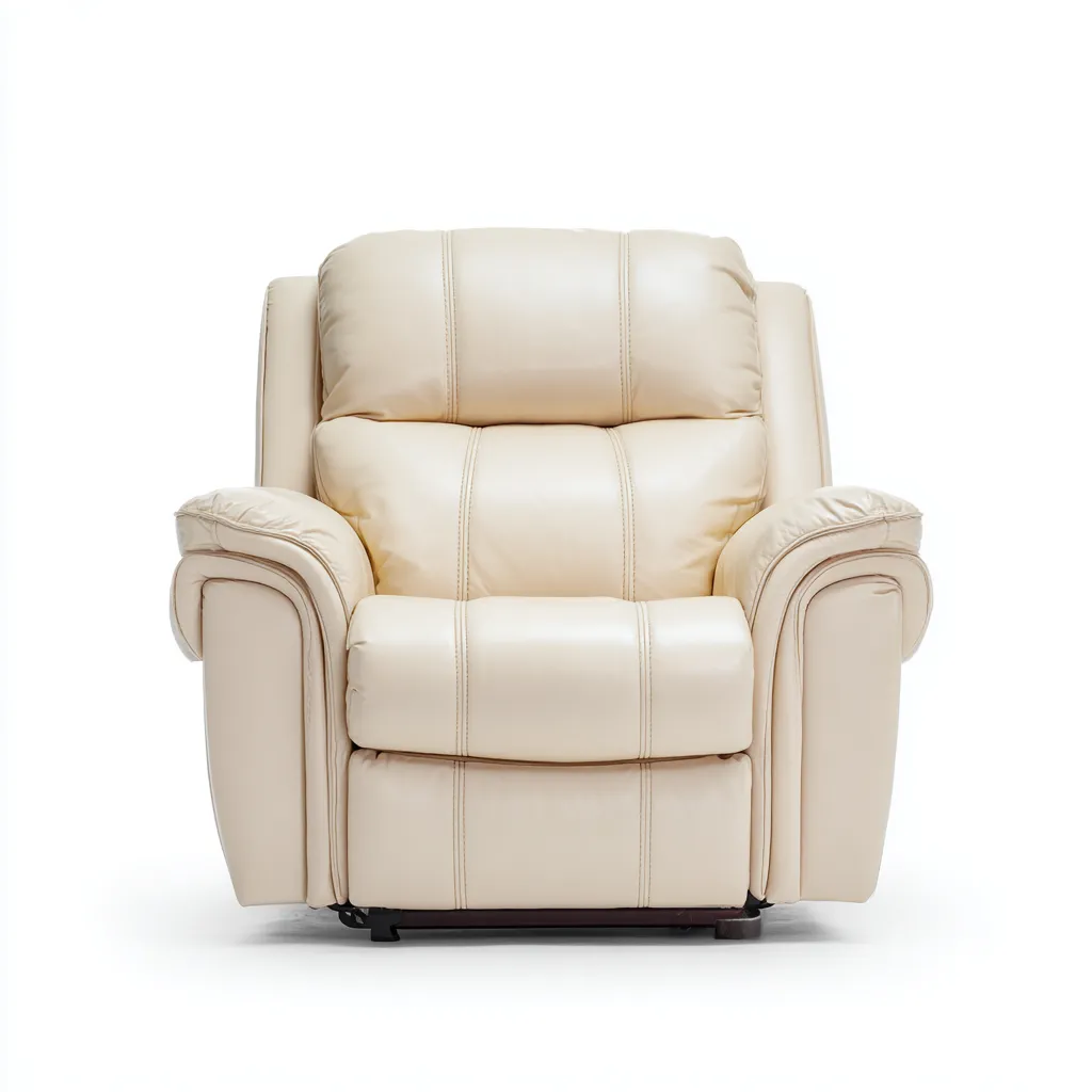 Sillón reclinable - cuero sintético - 95x100x105 cm - beige - diseño acolchado-Domainovae