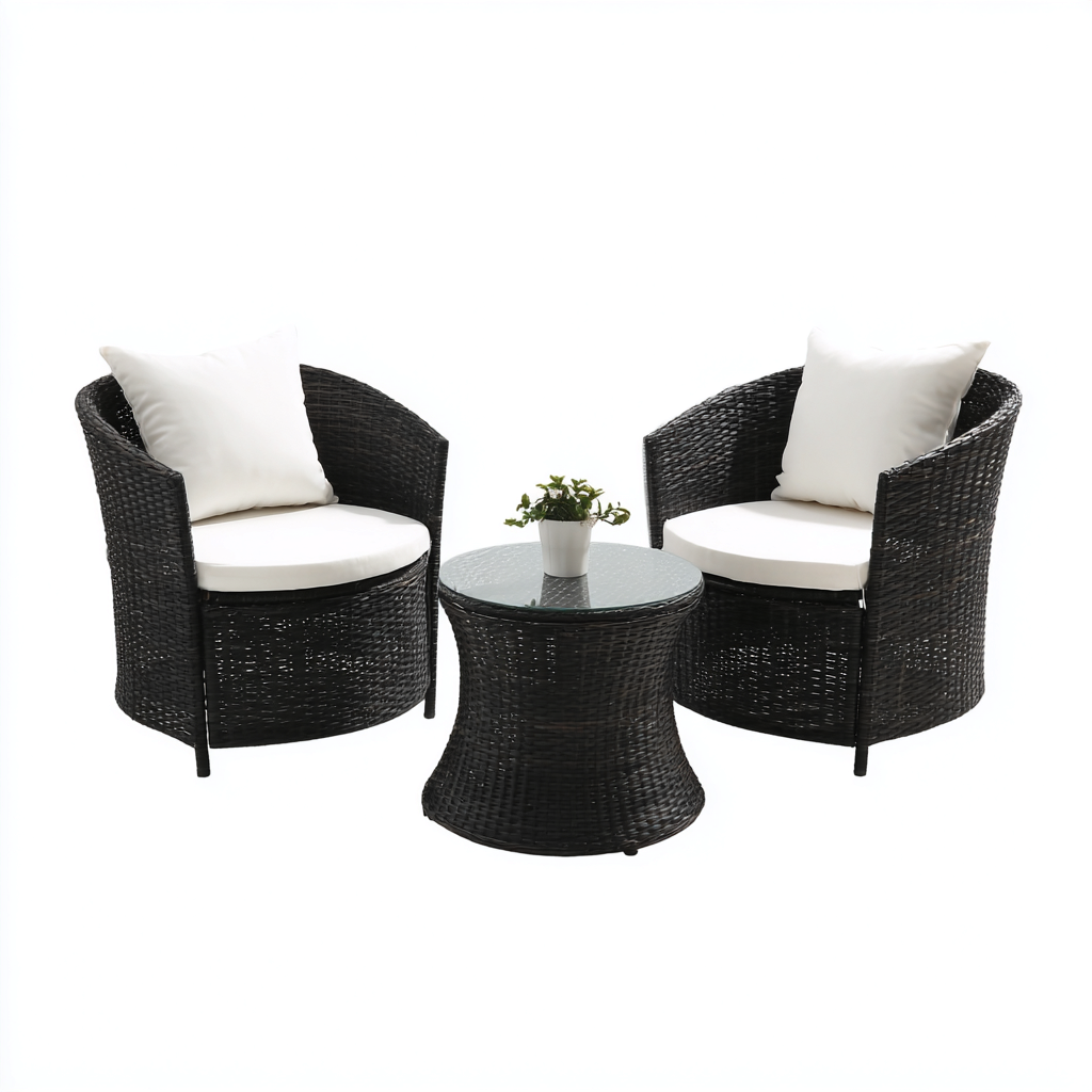 Sofás de jardín - ratán sintético - 70x65x75 cm - marrón-blanco - diseño moderno-Domainovae