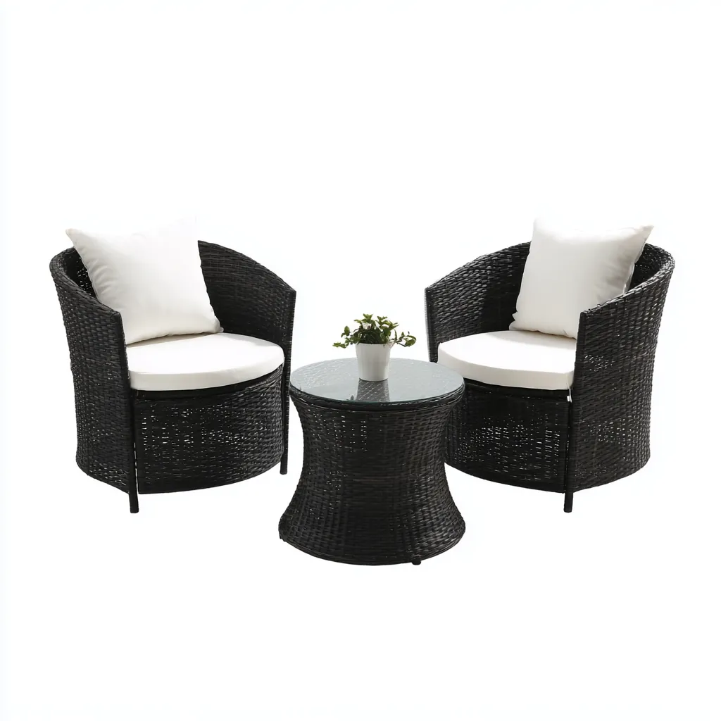 Sofás de jardín - ratán sintético - 70x65x75 cm - marrón-blanco - diseño moderno-Domainovae