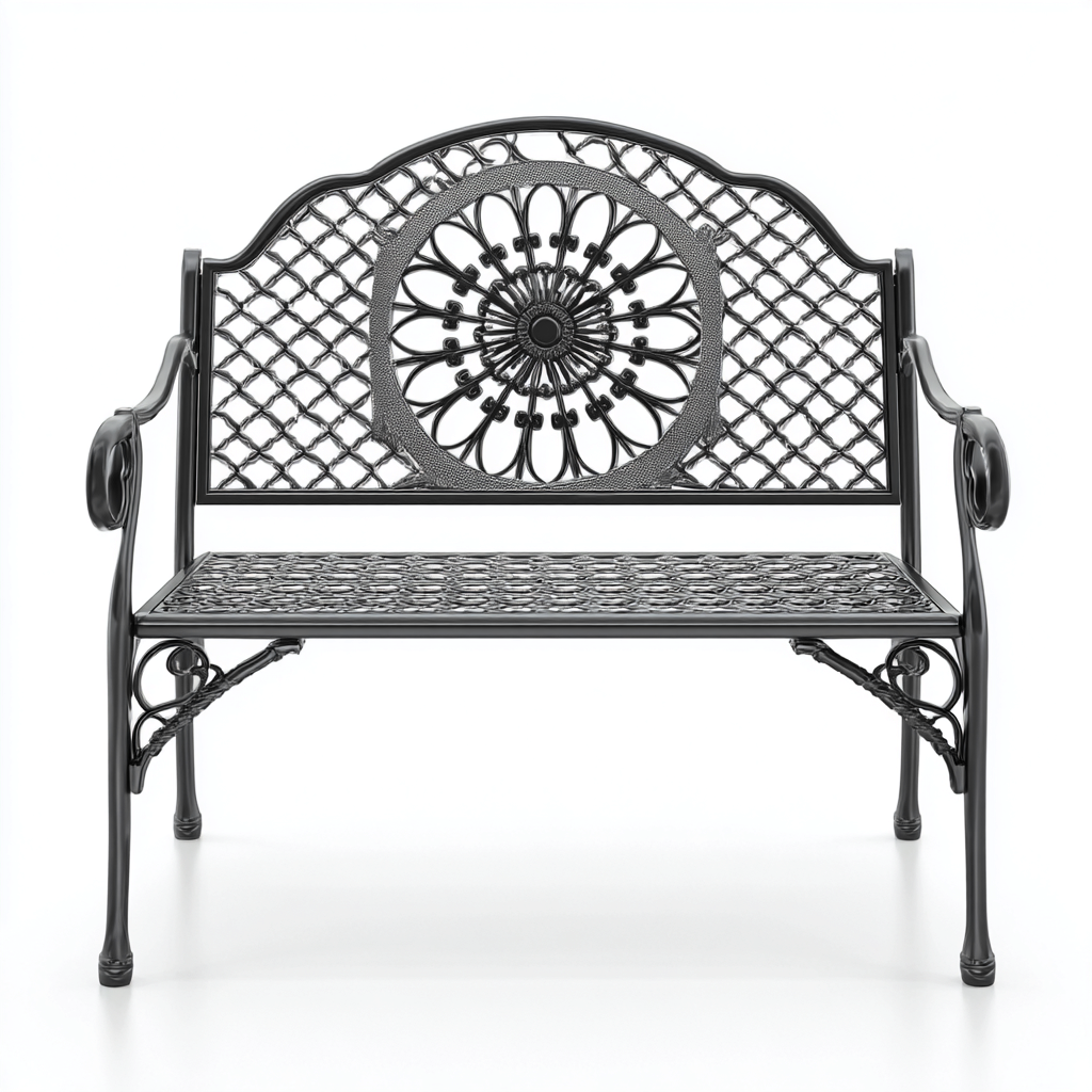 Banco de jardín - hierro fundido - 120x58x88 cm - negro - estilo vintage-Domainovae