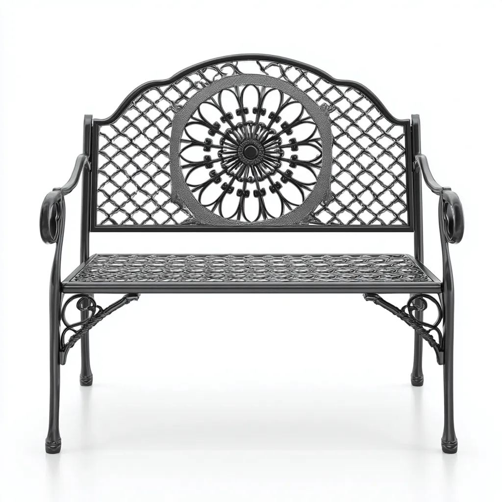 Banco de jardín - hierro fundido - 120x58x88 cm - negro - estilo vintage-Domainovae