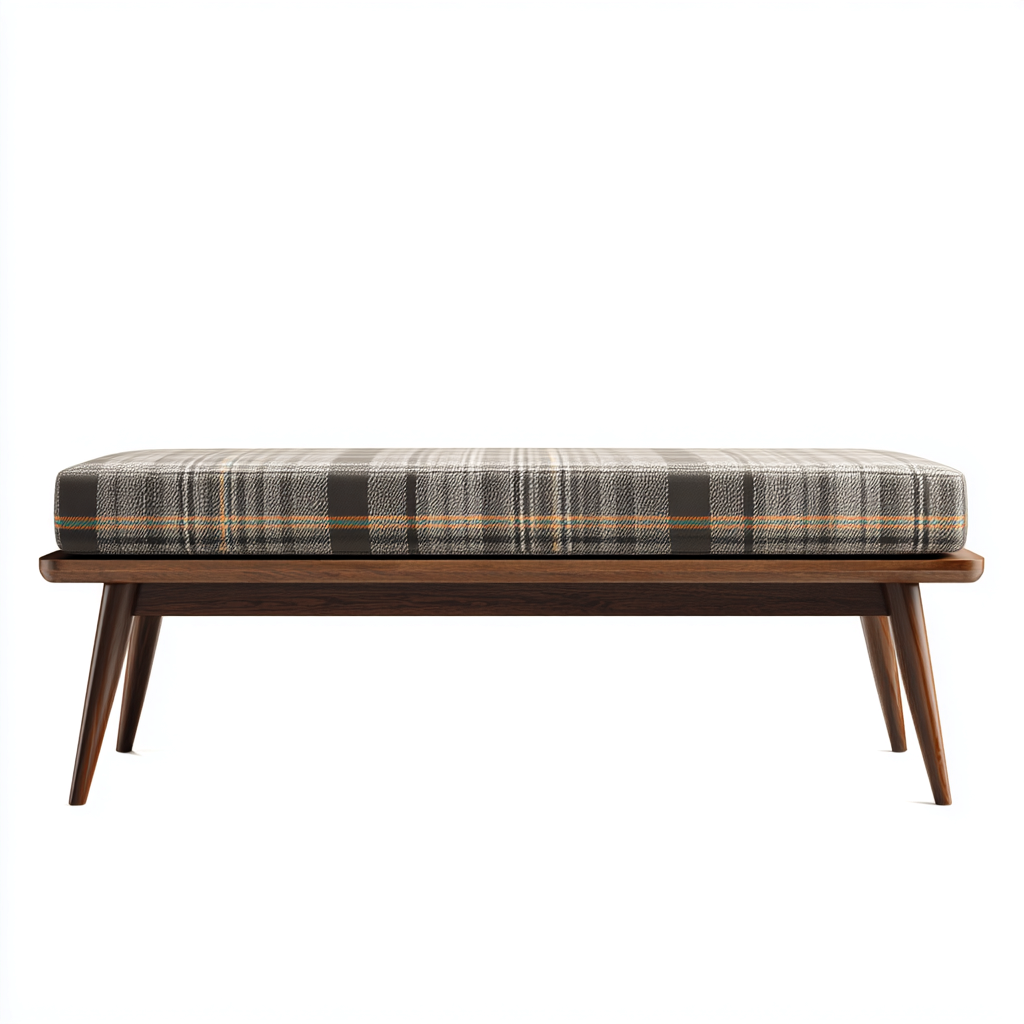 Banco de dormitorio - tapizado-madera maciza - 110x38x45 cm - marrón-negro-blanco - estilo moderno-Domainovae