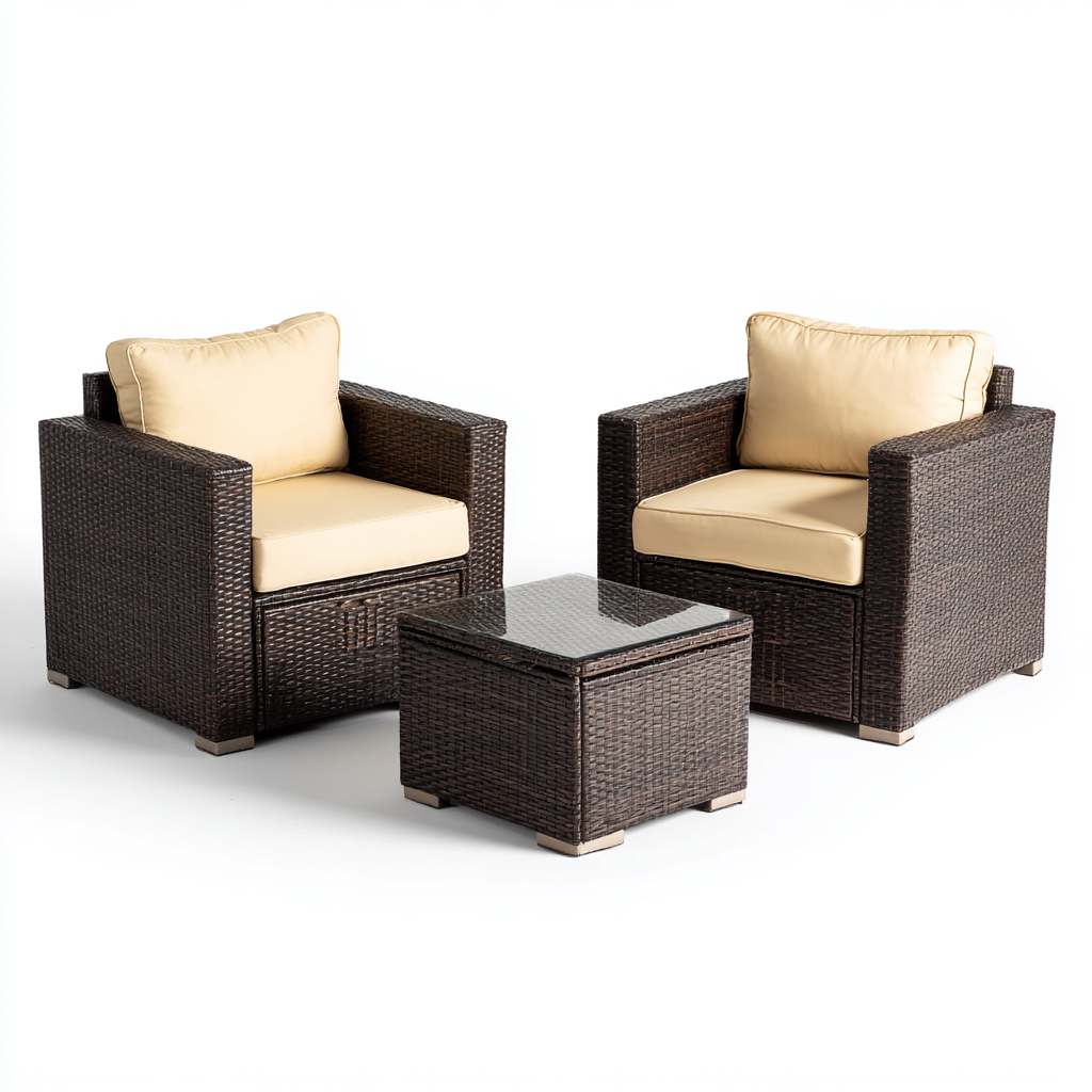 Sofás de jardín - ratán sintético - 70x65x78 cm - beige-marrón oscuro - diseño moderno-Domainovae