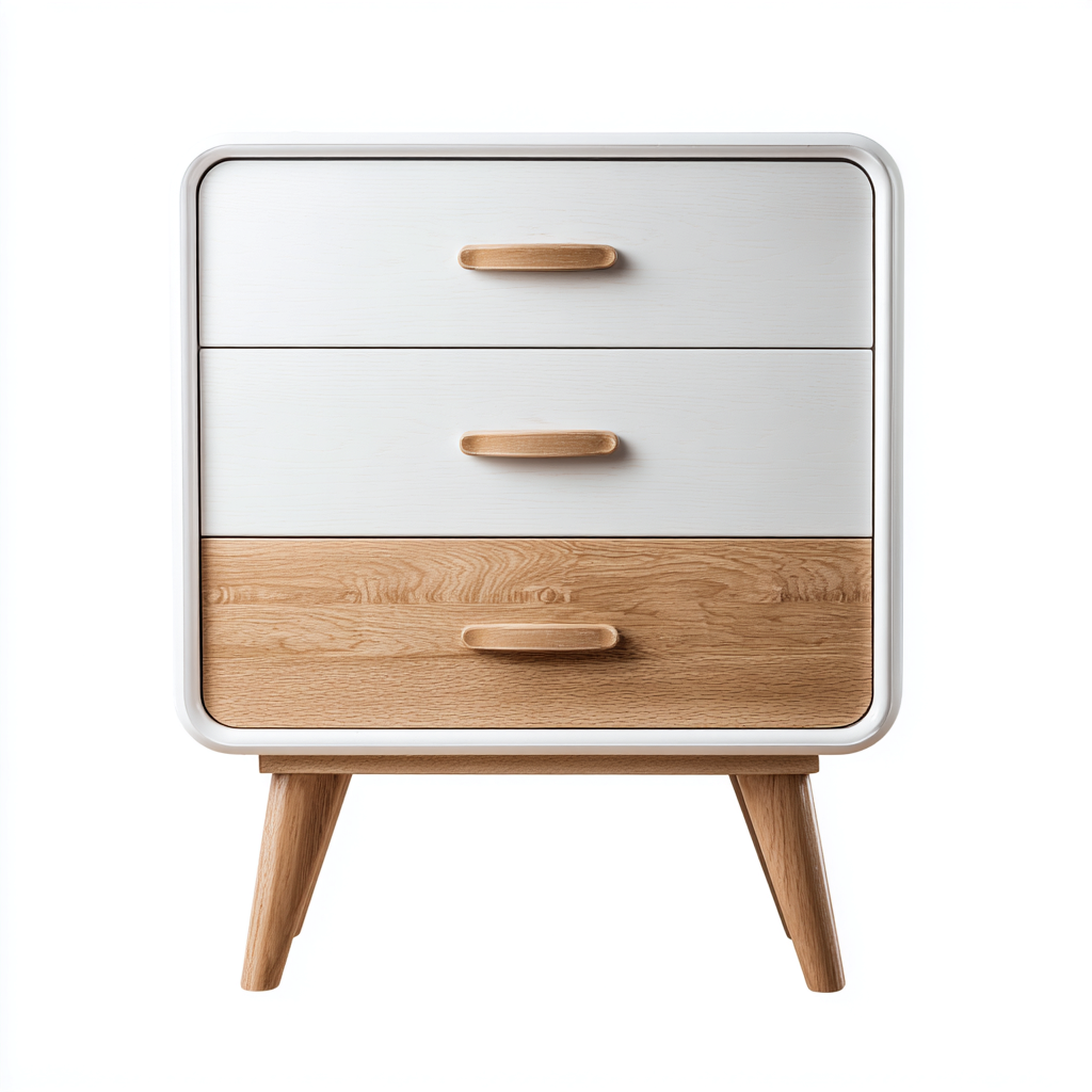 Cómoda - madera-MDF - 65x40x78 cm - blanco-roble - estilo moderno-Domainovae