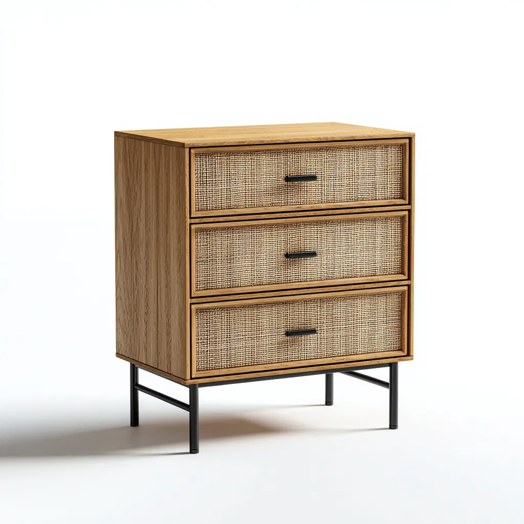 Cómoda - madera-metal - 80x40x95 cm - madera natural - estilo moderno-Domainovae