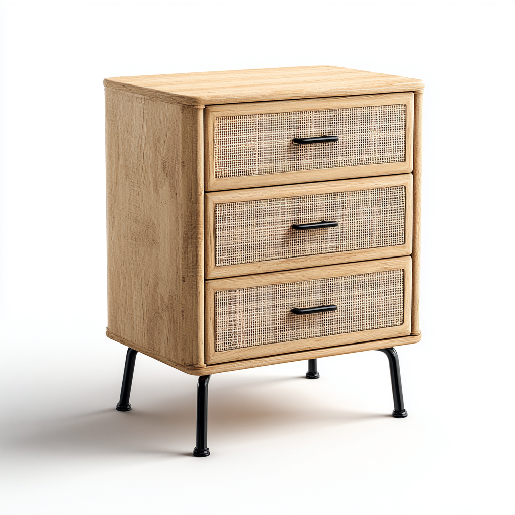 Cómoda - madera-metal - 78x40x90 cm - madera natural - estilo moderno-Domainovae