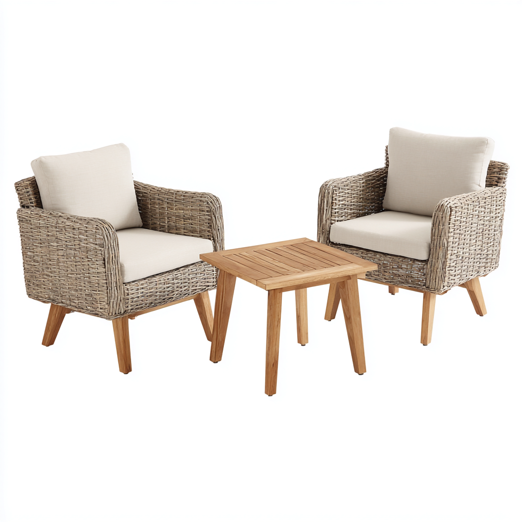 Sofás de jardín - ratán sintético - 70x70x82 cm - beige-marrón natural - diseño moderno-Domainovae