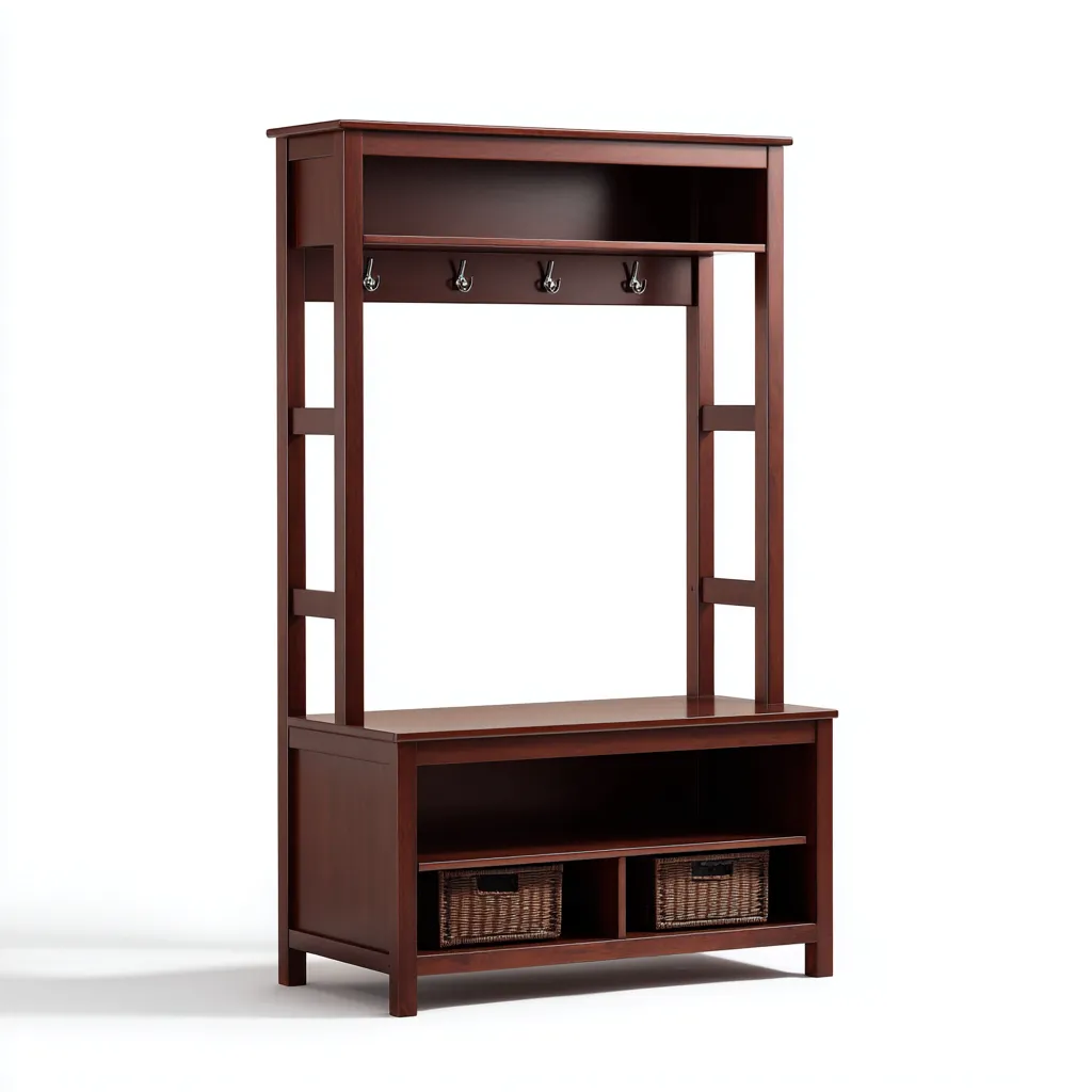 Perchero - madera - 115x40x185 cm - marrón oscuro - estilo clásico-Domainovae