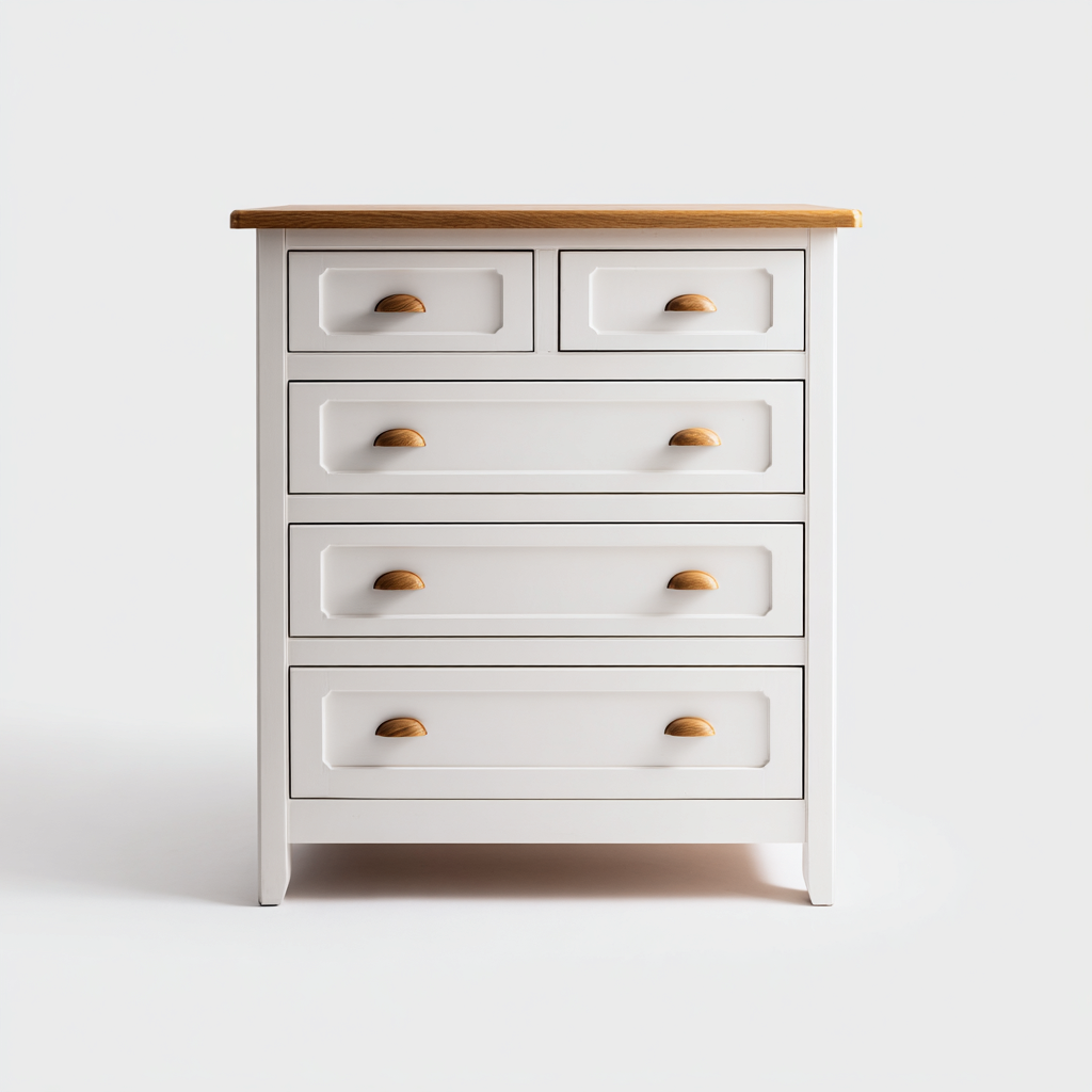 Cómoda - madera-MDF - 85x42x95 cm - blanco-roble - estilo clásico-Domainovae