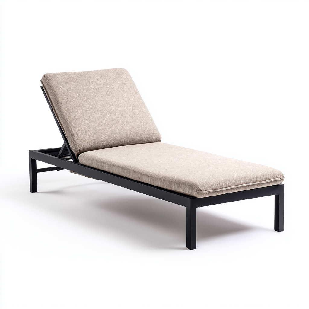 Tumbona de jardín - metal - 195x68x85 cm - beige - estilo moderno-Domainovae