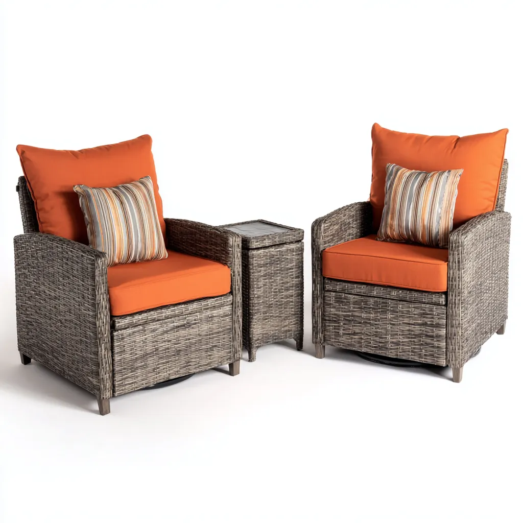 Sofás de jardín - ratán sintético - 78x70x92 cm - naranja-gris-marrón - diseño moderno-Domainovae