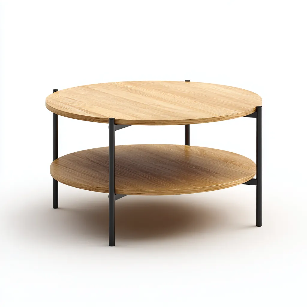 Mesa de centro - madera-metal - 80x45 cm - madera clara-negro - diseño moderno-Domainovae