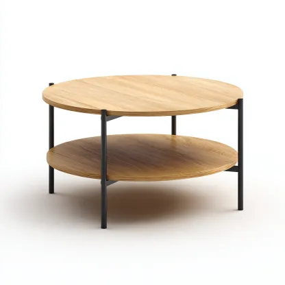 Mesa de centro - madera-metal - 80x45 cm - madera clara-negro - diseño moderno-Domainovae