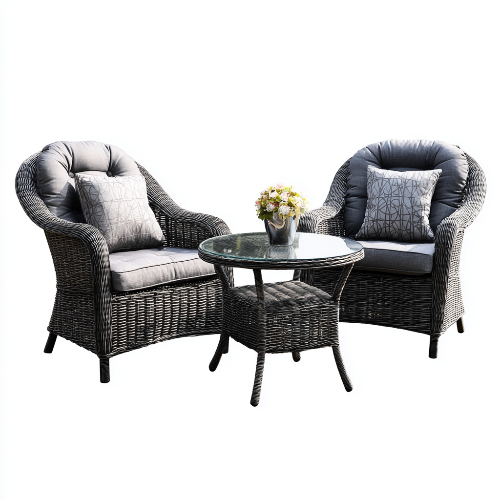 Sofás de jardín - ratán sintético - 72x68x78 cm - gris oscuro-mimbre gris - diseño moderno-Domainovae