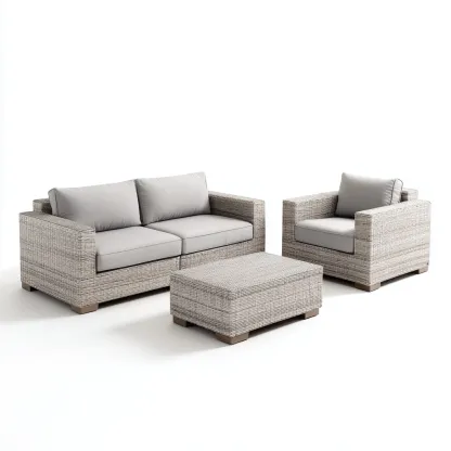 Sofás de jardín - ratán sintético - 170x90x78 cm - gris-marrón claro - diseño moderno-Domainovae