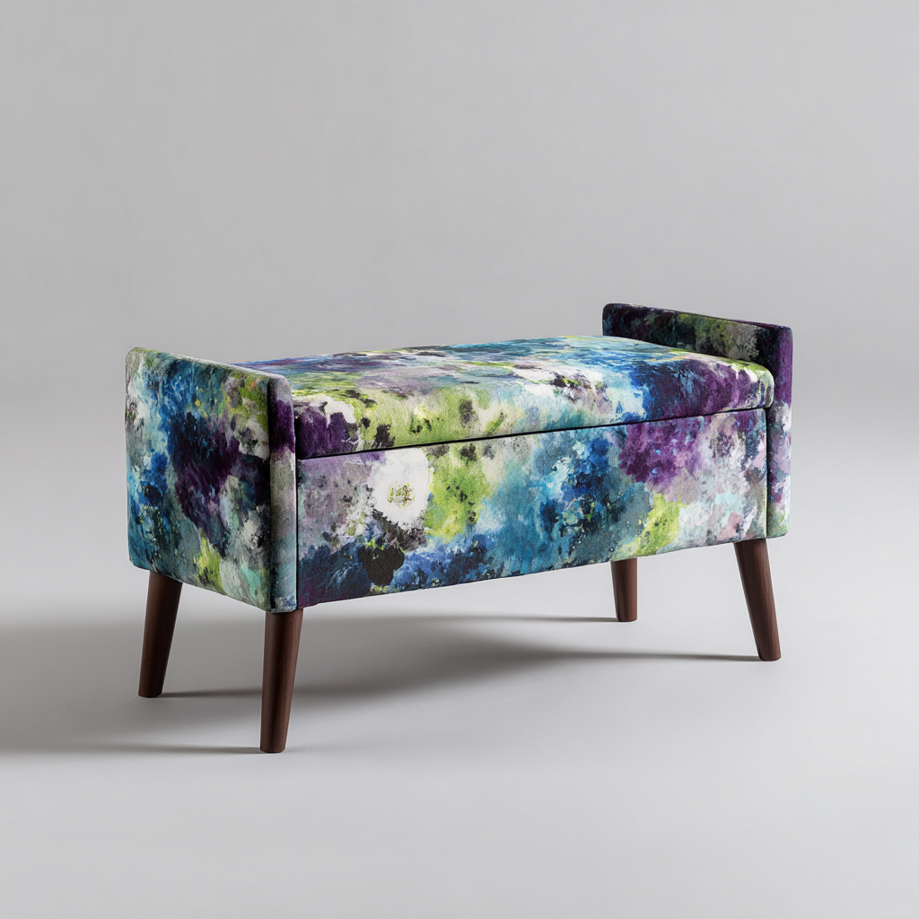 Banco de dormitorio - tela-madera - 90x35x50 cm - multicolor - estilo moderno-Domainovae