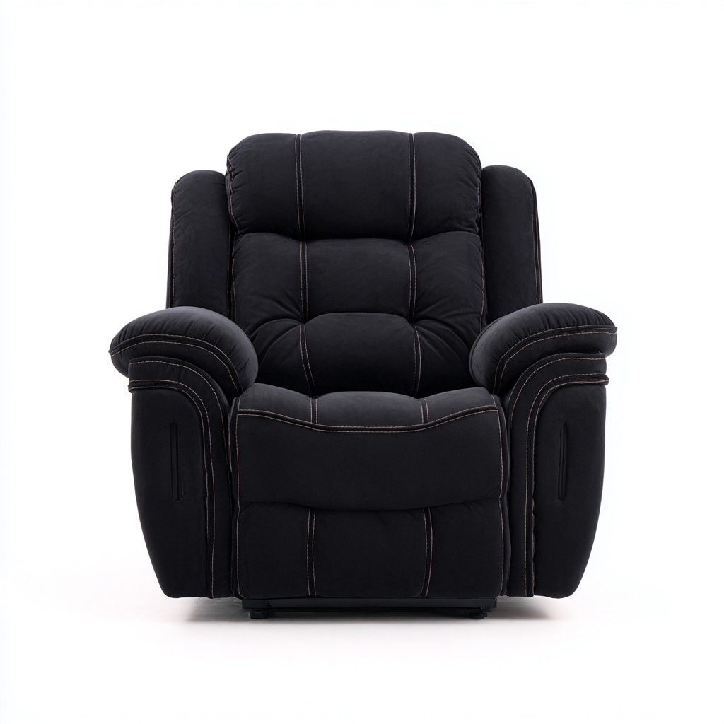 Sillón reclinable - tela - 100x95x100 cm - negro - diseño moderno-Domainovae