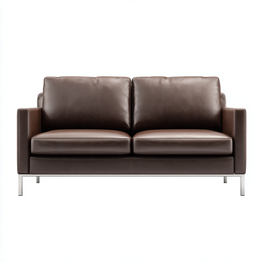 Sofá de 2 plazas piel auténtica 168x90x84 cm - marrón oscuro - estilo contemporáneo-Domainovae