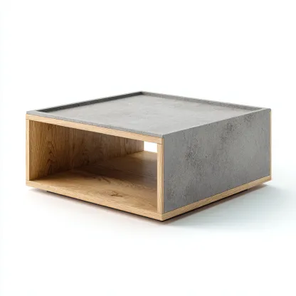 Mesas de centro - madera-hormigón - 70x70x32 cm - gris-roble - diseño moderno-Domainovae