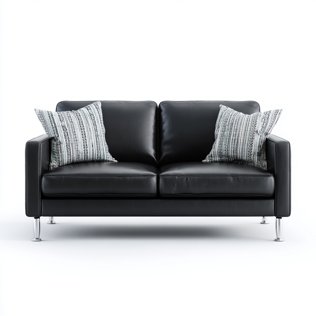 Sofá de 2 plazas piel auténtica 168x90x83 cm - negro - diseño contemporáneo-Domainovae