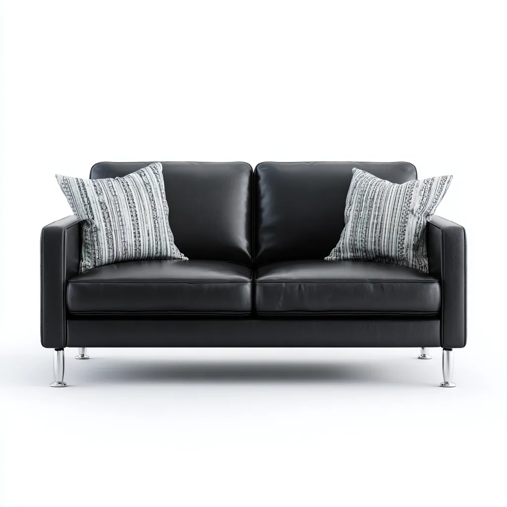 Sofá de 2 plazas piel auténtica 168x90x83 cm - negro - diseño contemporáneo-Domainovae