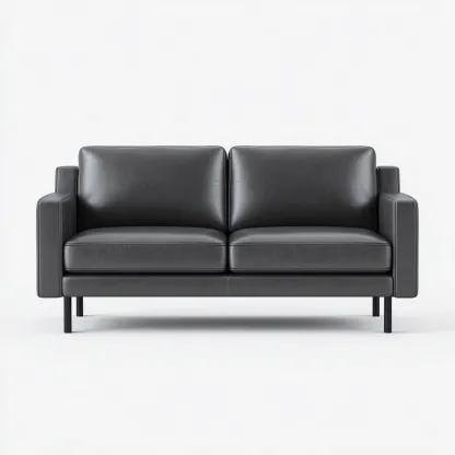 Sofá de 2 plazas - cuero auténtico - 168x82x85 cm - gris oscuro - diseño moderno-Domainovae