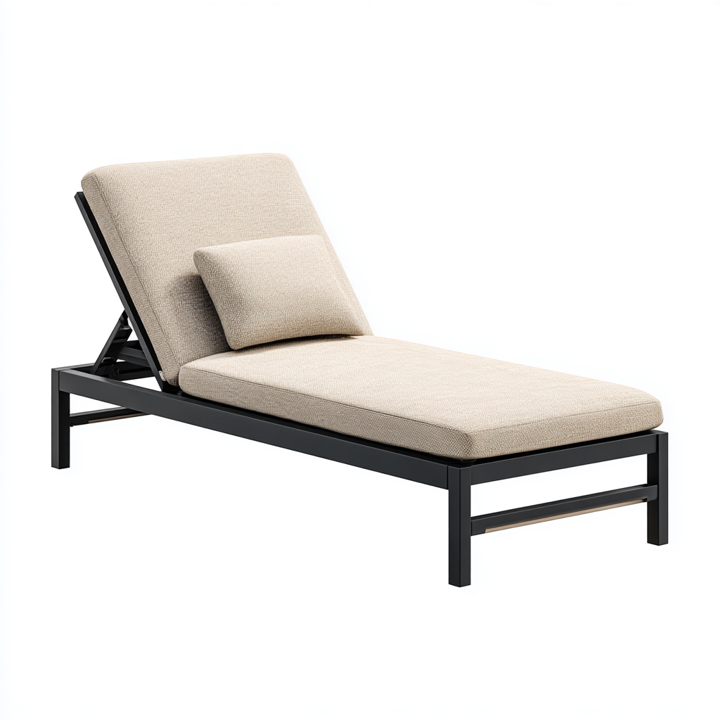 Tumbona de jardín - metal - 195x68x85 cm - beige - estilo moderno-Domainovae