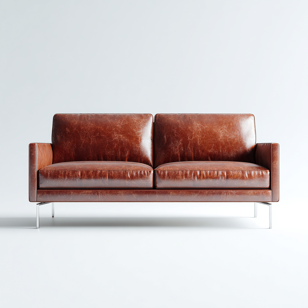 Sofá de 2 plazas piel auténtica 168x90x84 cm - marrón - diseño contemporáneo-Domainovae