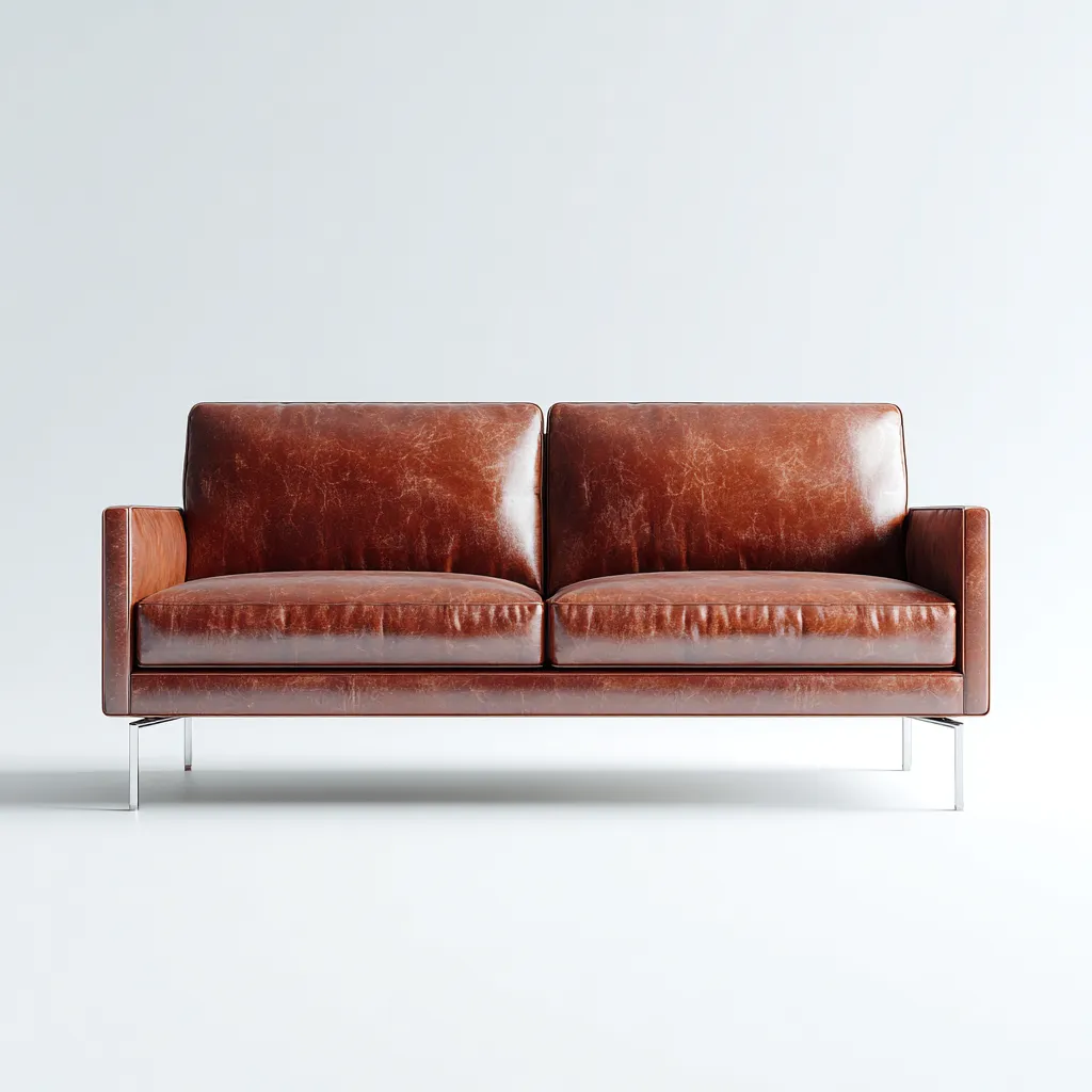 Sofá de 2 plazas piel auténtica 168x90x84 cm - marrón - diseño contemporáneo-Domainovae