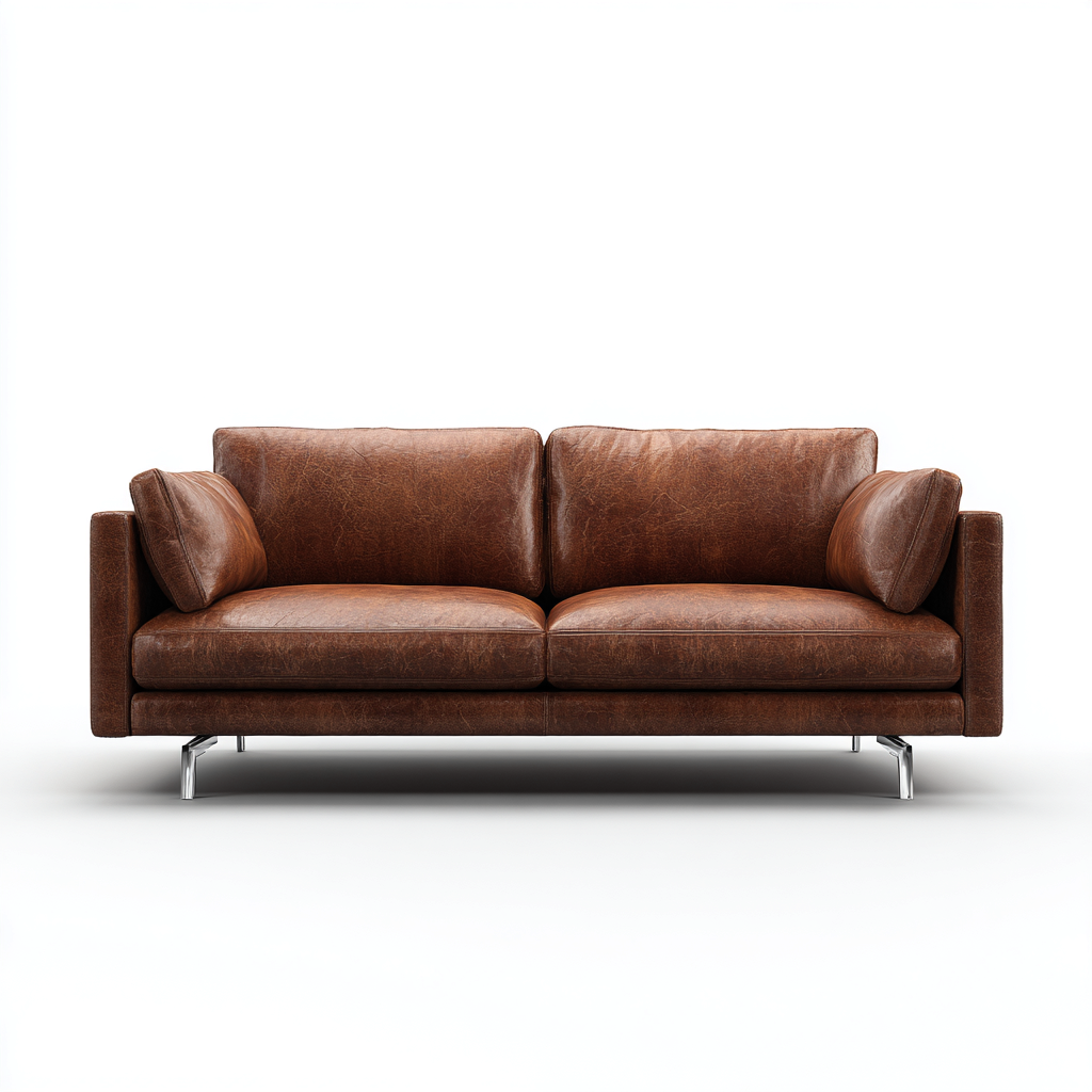 Sofá de 2 plazas piel auténtica 168x90x84 cm - marrón - diseño contemporáneo-Domainovae