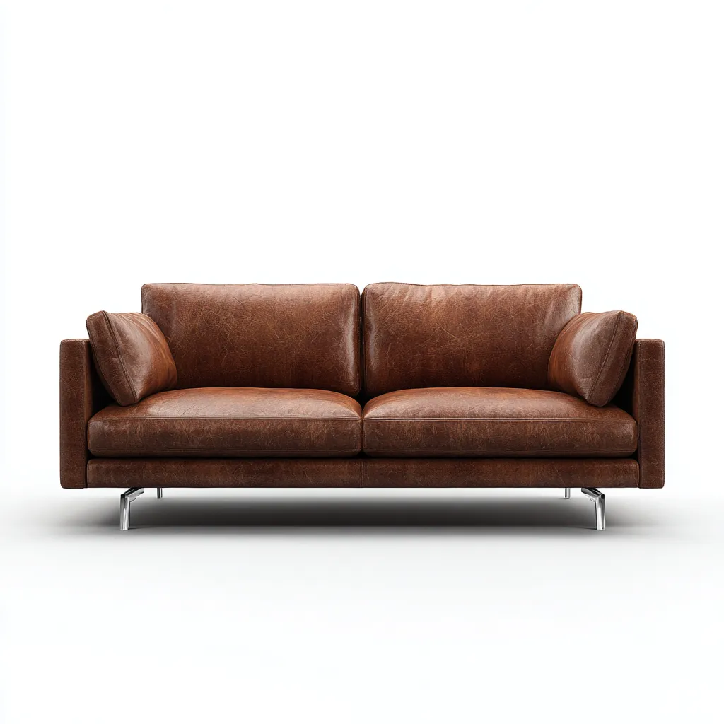 Sofá de 2 plazas piel auténtica 168x90x84 cm - marrón - diseño contemporáneo-Domainovae