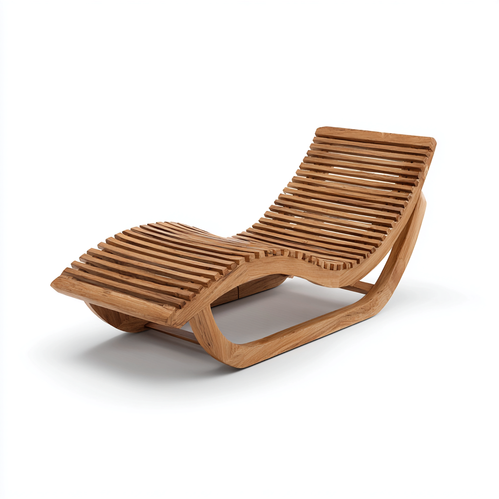 Tumbona de jardín - madera maciza - 185x65x80 cm - natural - diseño ergonómico curvado para exterior-Domainovae