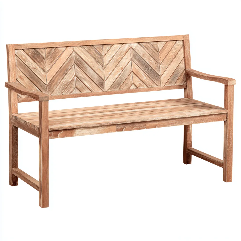 Banco de jardín - madera de acacia - 128x58x90 cm - color natural - estilo contemporáneo-Domainovae