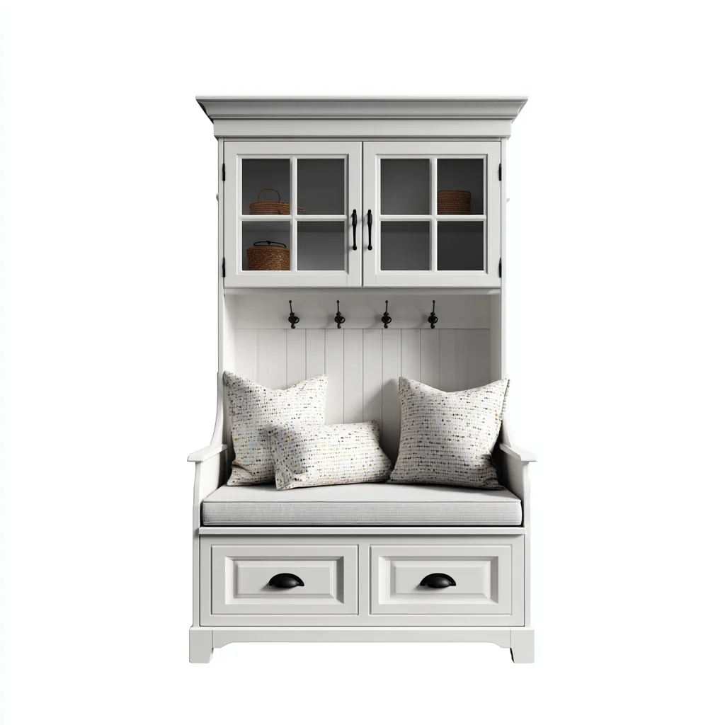 Perchero - madera - 120x45x185 cm - blanco - estilo clásico-Domainovae