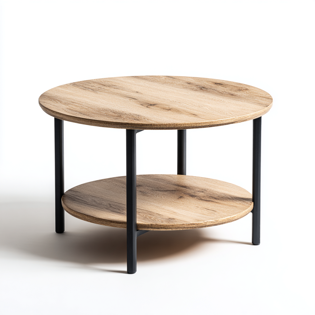 Mesa de centro - madera-metal - 70x43 cm - madera natural-negro - diseño moderno-Domainovae