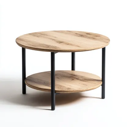 Mesa de centro - madera-metal - 70x43 cm - madera natural-negro - diseño moderno-Domainovae