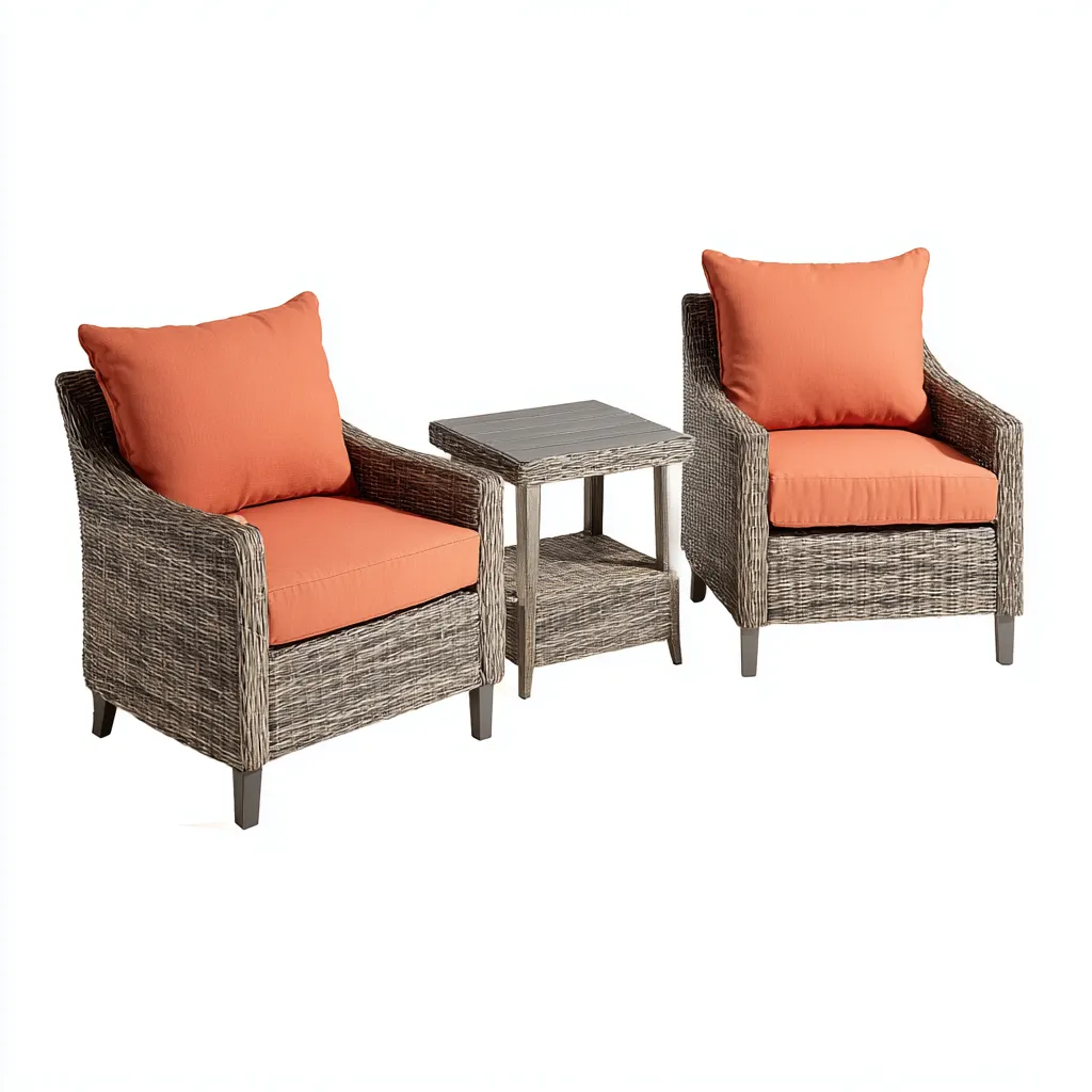 Sofás de jardín - ratán sintético - 72x70x82 cm - gris-naranja - estilo moderno-Domainovae