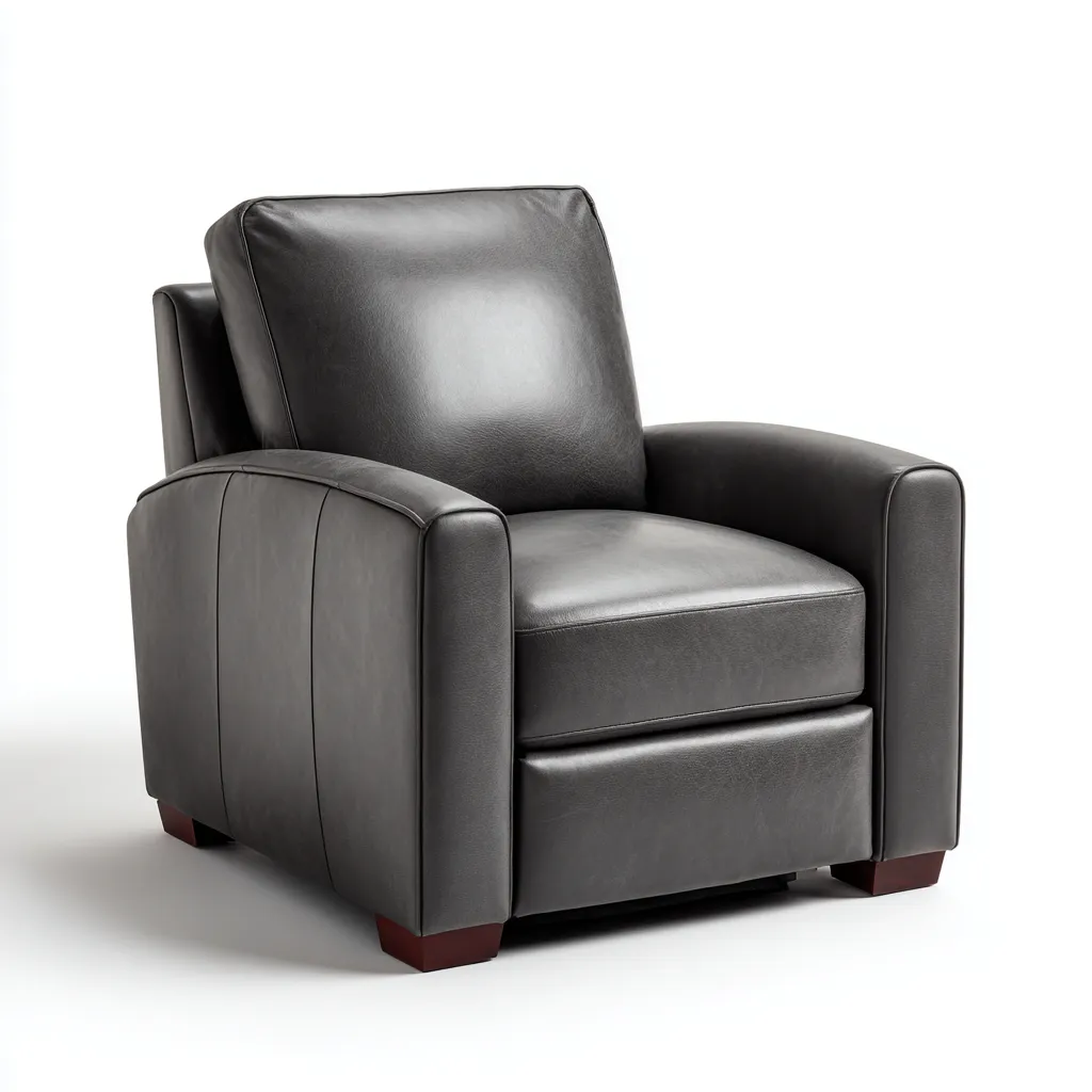 Sillón reclinable - cuero sintético - 95x100x105 cm - gris oscuro - diseño moderno-Domainovae