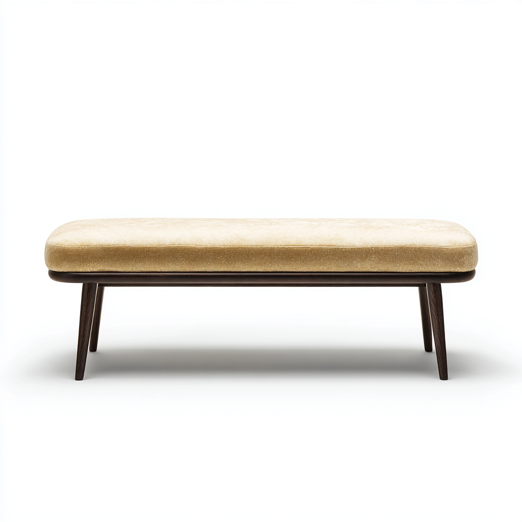 Banco de dormitorio - tela-madera - 110x40x45 cm - beige - estilo moderno-Domainovae