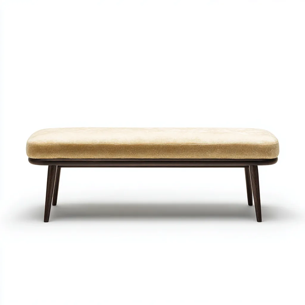 Banco de dormitorio - tela-madera - 110x40x45 cm - beige - estilo moderno-Domainovae