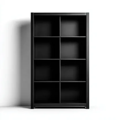 Zapatero de madera 80x30x180 cm - negro - diseño abierto moderno-Domainovae