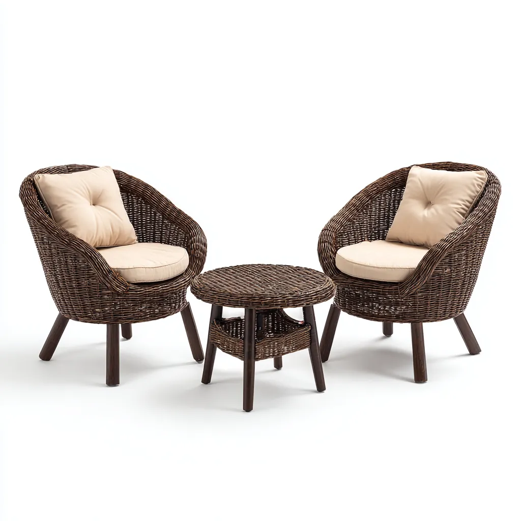 Sofás de jardín - ratán sintético - 68x65x82 cm - beige-marrón oscuro - diseño moderno-Domainovae