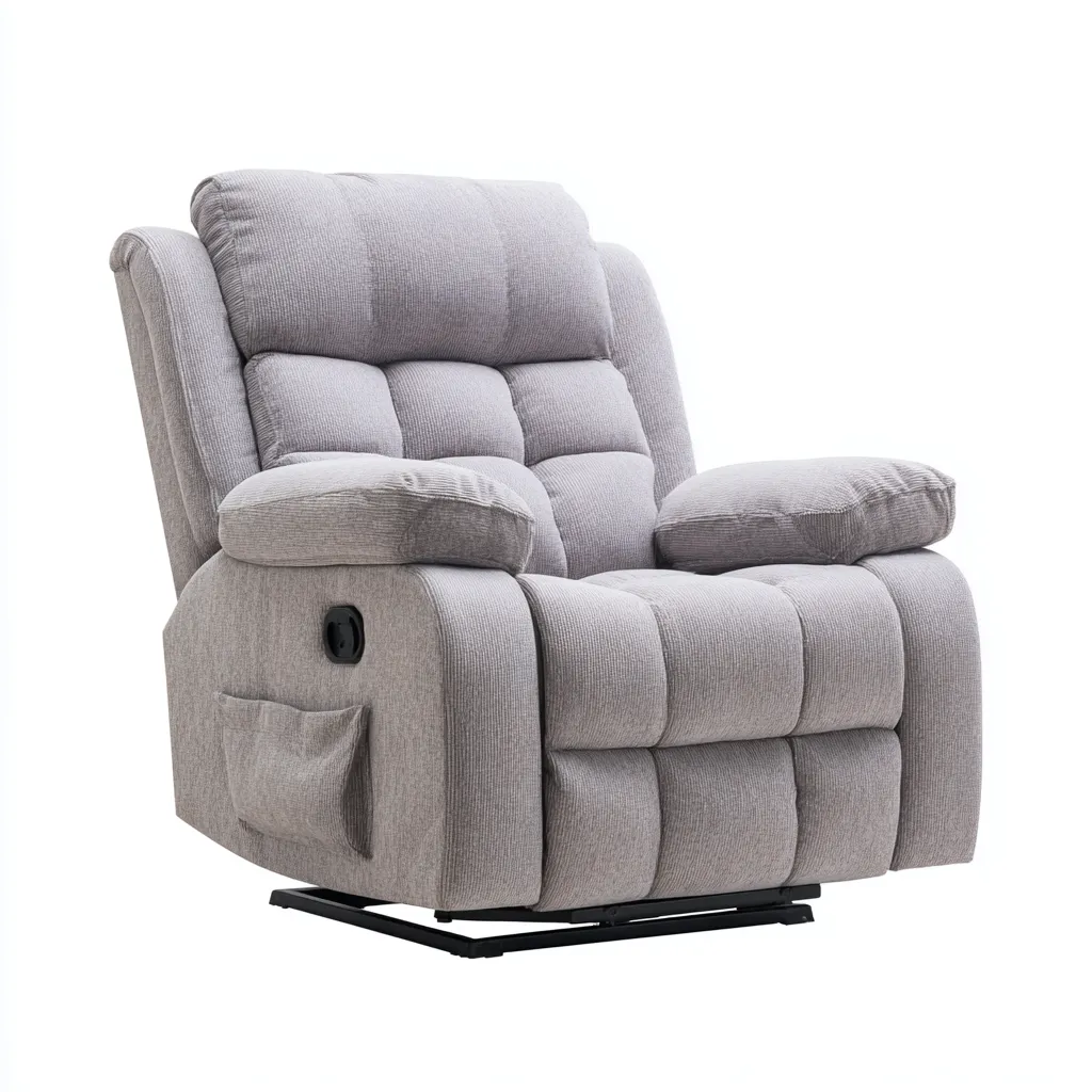 Sillón reclinable - tela - 100x95x100 cm - gris claro - diseño moderno-Domainovae