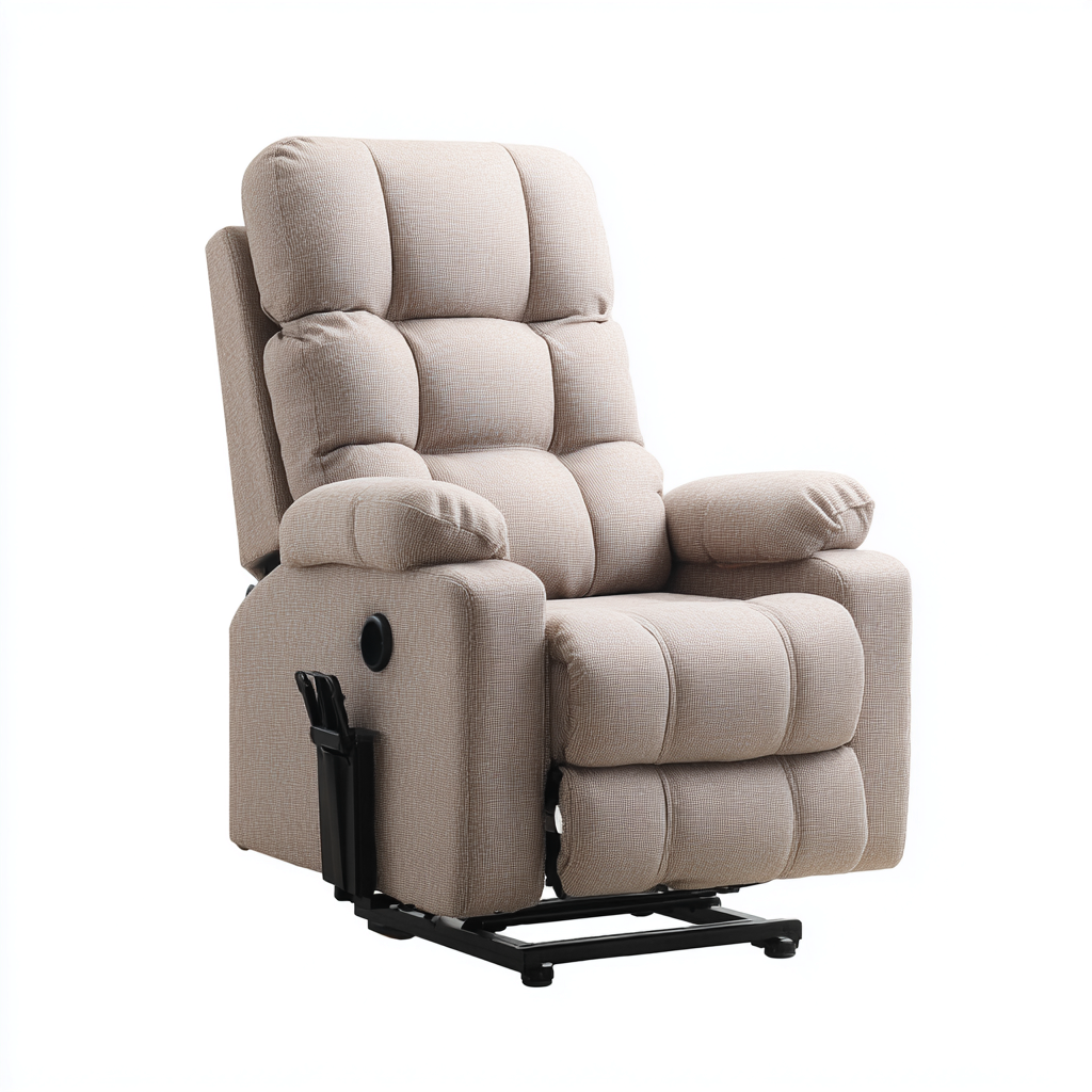 Sillón reclinable - tela - 104x92x108 cm - beige - diseño moderno-Domainovae