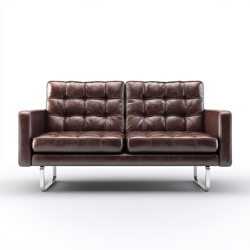 Sofá de 2 plazas piel auténtica 170x85x83 cm - marrón oscuro - diseño contemporáneo-Domainovae