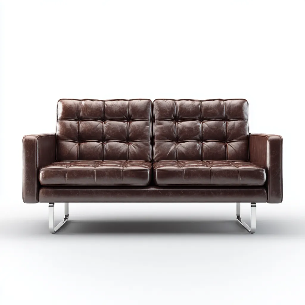 Sofá de 2 plazas piel auténtica 170x85x83 cm - marrón oscuro - diseño contemporáneo-Domainovae