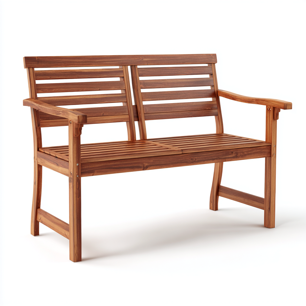 Banco de jardín - madera maciza de acacia - 122x60x88 cm - marrón natural - estilo contemporáneo-Domainovae