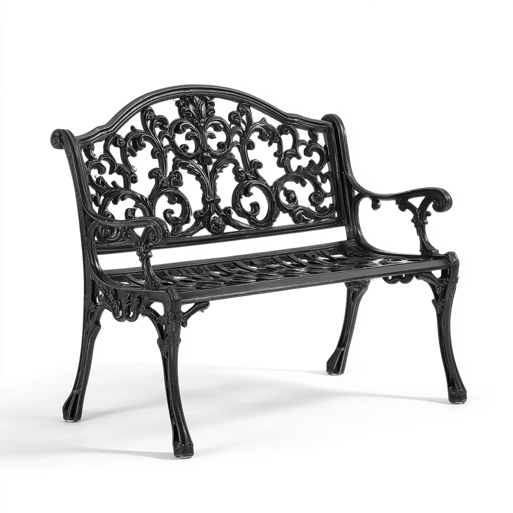 Banco de jardín - hierro fundido - 120x58x85 cm - negro - estilo clásico-Domainovae