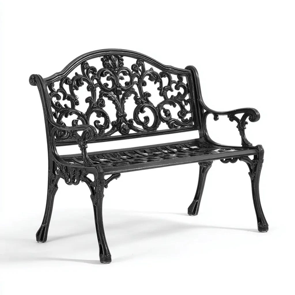 Banco de jardín - hierro fundido - 120x58x85 cm - negro - estilo clásico-Domainovae